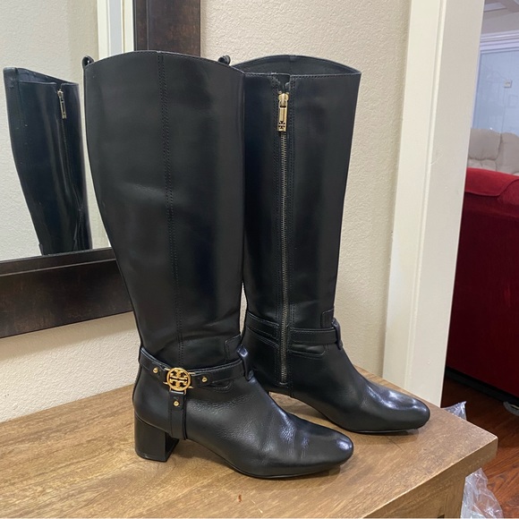 Tory Burch Women’s Black leather knee-high riding boots Size 8.5 - Picture 2 of 15